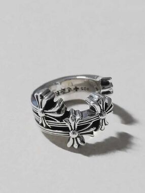Chrome Hearts Silver Floral Cross Wrap Ring - Silver